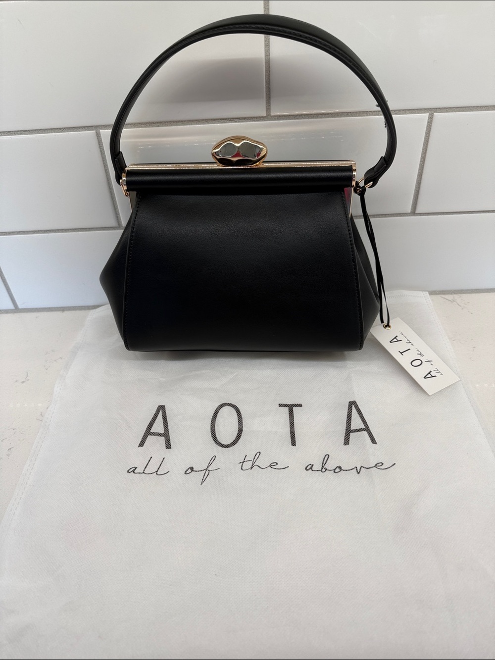 NWT AOTA Black Structured Top-Handle Bag